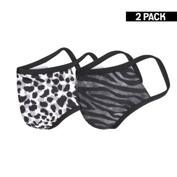 Dames 2-Pack Mondkapjes Leopard/Zebra maat S